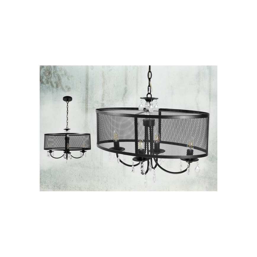 Kettenleuchte BRESSO 4xE14/12W/230V schwarz