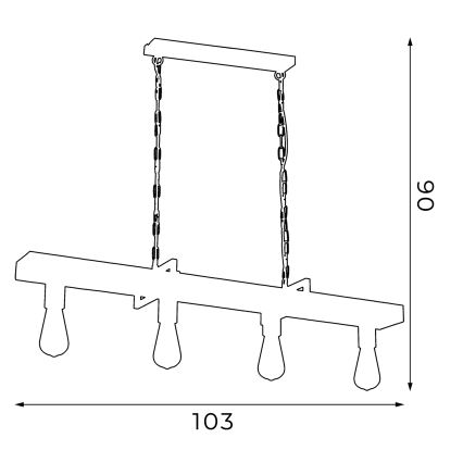 Kronleuchter an Kette HARD 4xE27/60W/230V Kiefer