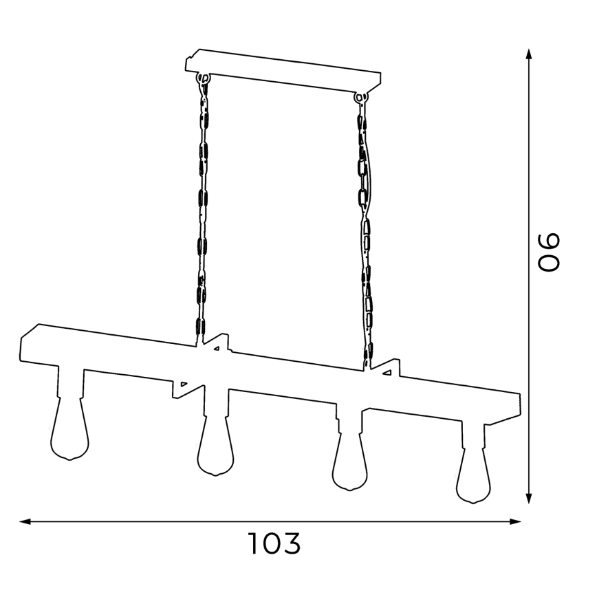 Kronleuchter an Kette HARD 4xE27/60W/230V Kiefer