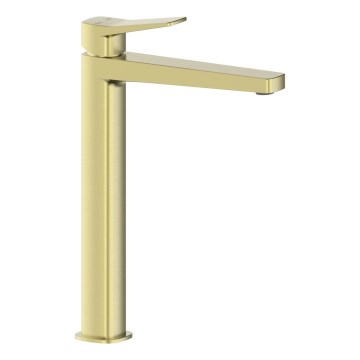 KFA Armatura 4522-712-31 - Waschtischarmatur + Ablaufgarnitur MALAGA 30,3 cm, gebürstetes Gold