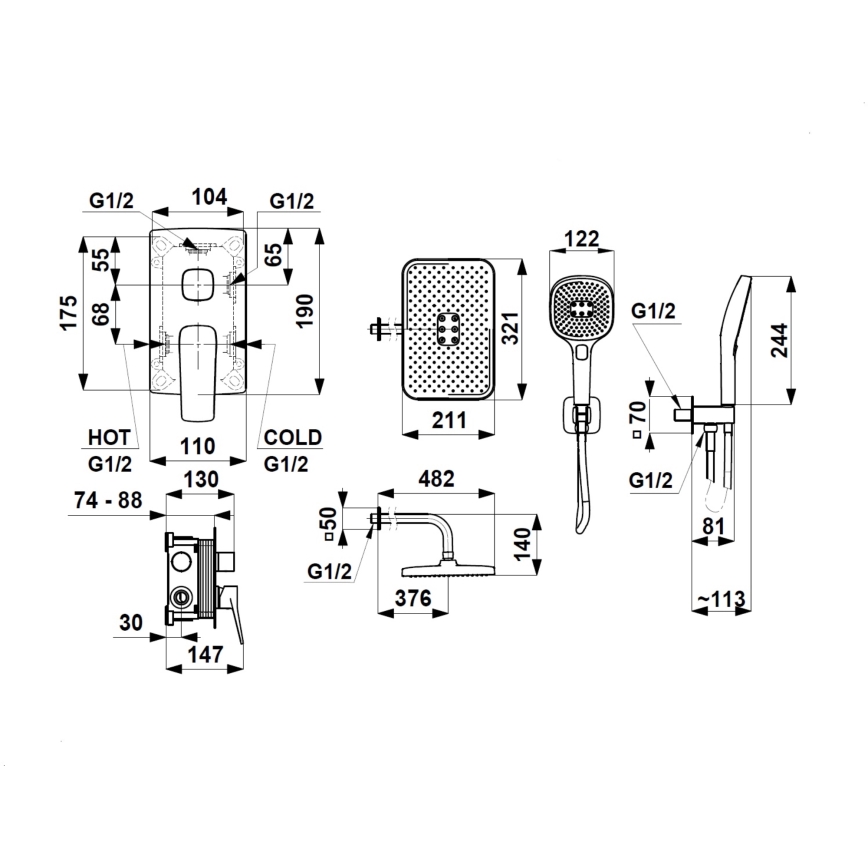 KFA Armatura 4529-501-34 - Duschset mit Unterputz‑Mischbatterie MALAGA Roségold