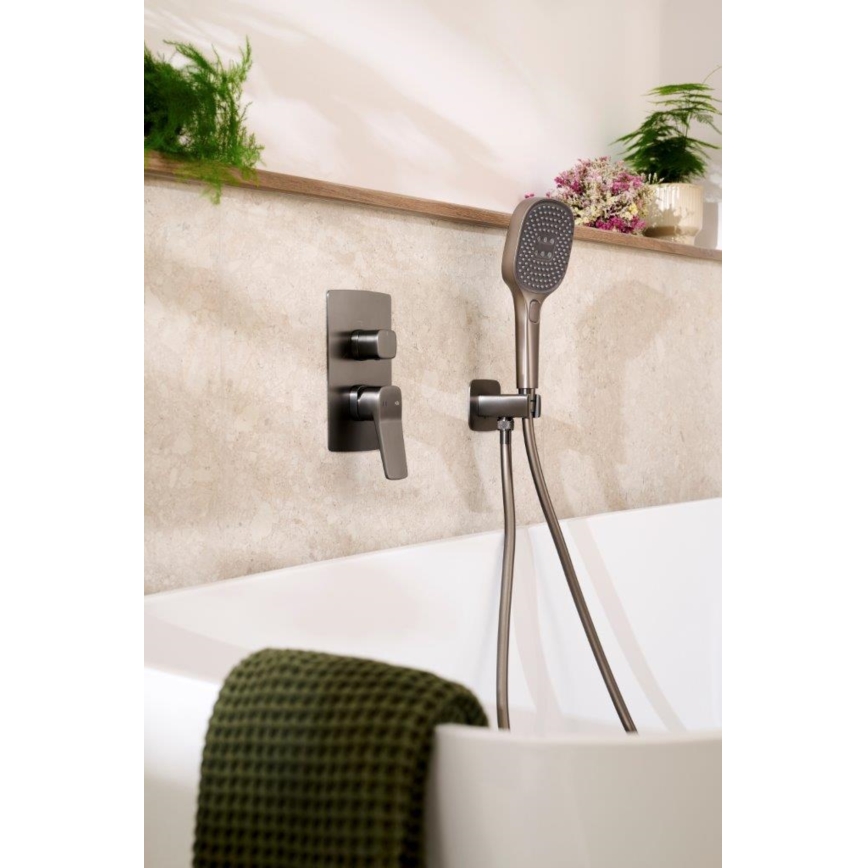 KFA Armatura 4529-501-61 - Duschgarnitur mit Unterputz-Armatur MALAGA, Metallic-Grau