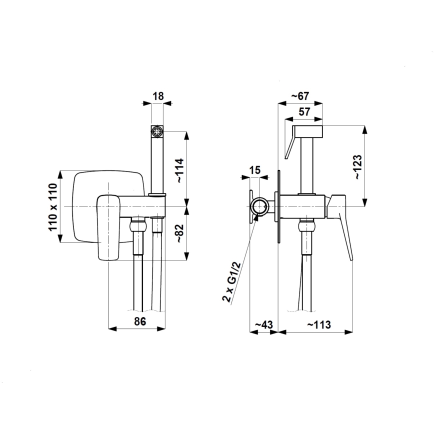 KFA Armatura 4529-512-34 - Bidetarmatur mit Handbrause zur Unterputzmontage MALAGA Roségold