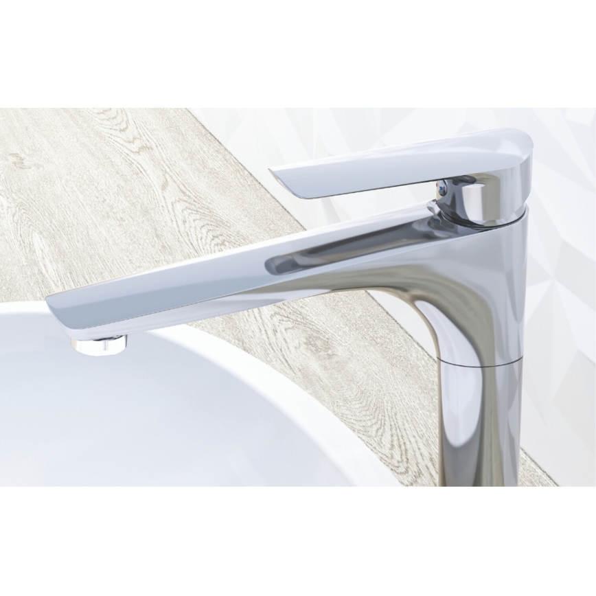 KFA Armatura 5022-712-00 - Waschbeckenarmatur + Ablauf mit Überlauf TANZANIT 28,4 cm glänzendes Chrom