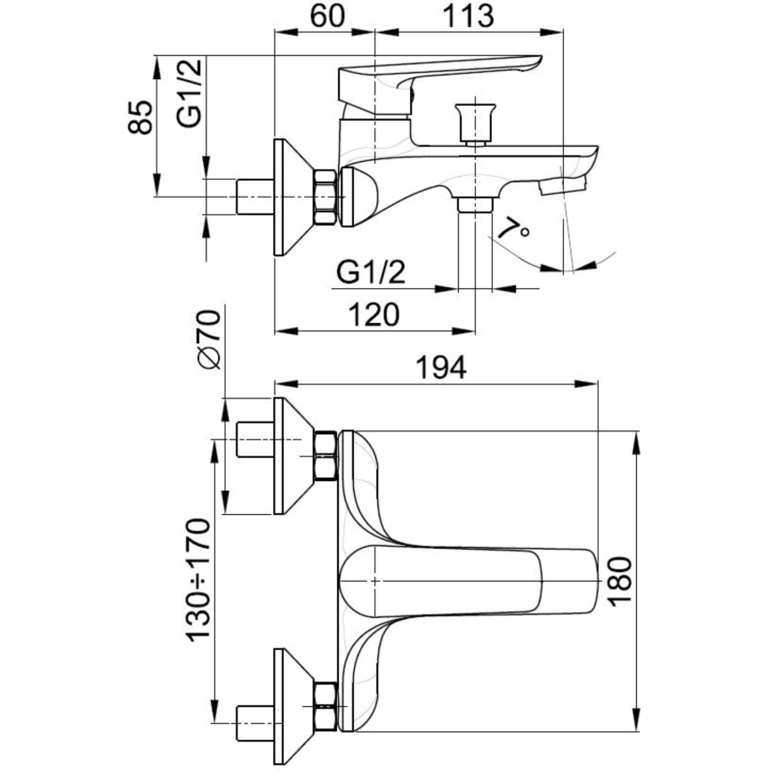 KFA Armatura 5024-010-00 - Badewannenarmatur TANZANIT glänzendes Chrom