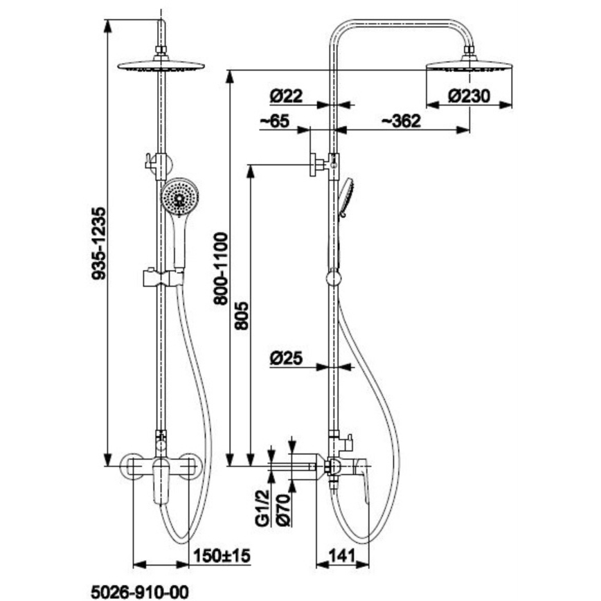 KFA Armatura 5026-910-00 - Duschset mit Armatur TANZANIT glänzendes Chrom