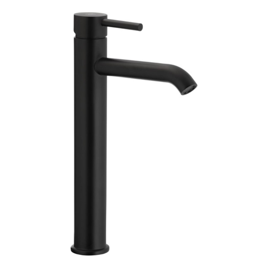 KFA Armatura 5032-612-81 - Waschbeckenarmatur + Ablauf mit Überlauf MOZA 33 cm matt schwarz