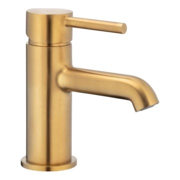 KFA Armatura 5032-815-31 - Waschbeckenarmatur + Ablauf mit Überlauf MOZA 15,2 cm geschliffen golden