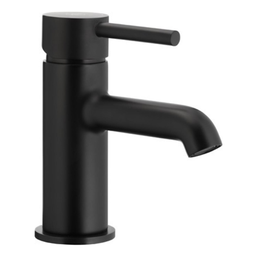 KFA Armatura 5032-815-81 - Waschbeckenarmatur + Ablauf mit Überlauf MOZA 15,2 cm matt schwarz
