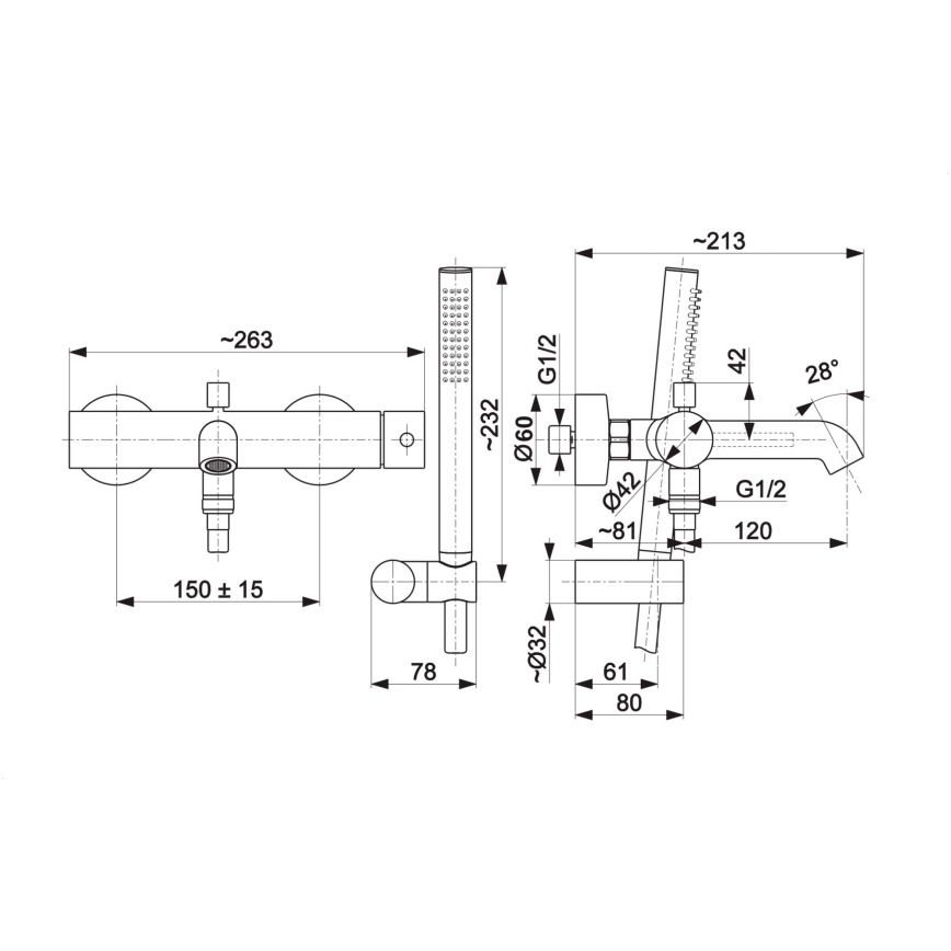 KFA Armatura 5034-520-81 - Badewannen-Set mit Armatur MOZA matt schwarz