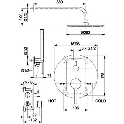 KFA Armatura 5039-501-00 - Dusch-Set mit Unterputz-Armatur MOZA glänzendes Chrom