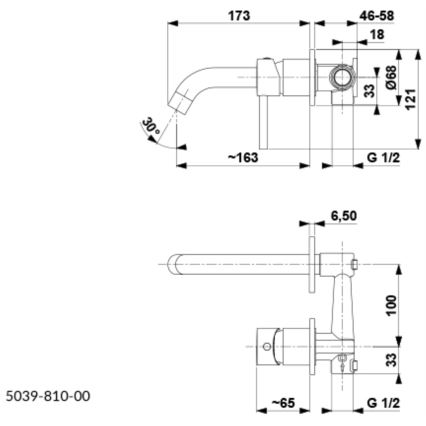 KFA Armatura 5039-810-00 - Waschbeckenarmatur für Unterputzmontage MOZA glänzendes Chrom