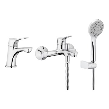 KFA Armatura 5241-003-00 - Badewannenset mit Wasserhahn + Waschbeckenarmatur MORRIS glänzendes Chrom