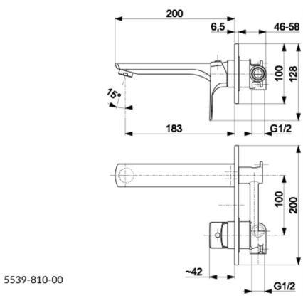 KFA Armatura 5539-810-81 - Waschbeckenarmatur für Unterputzmontage MOKAIT Messing/matt schwarz