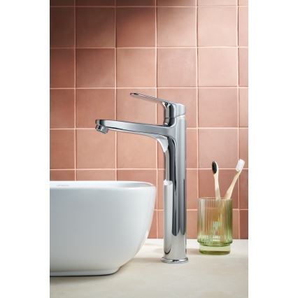 KFA Armatura 5552-712-00 - Waschbeckenarmatur + Ablauf mit Überlauf OTAVA 30,2 cm glänzendes Chrom
