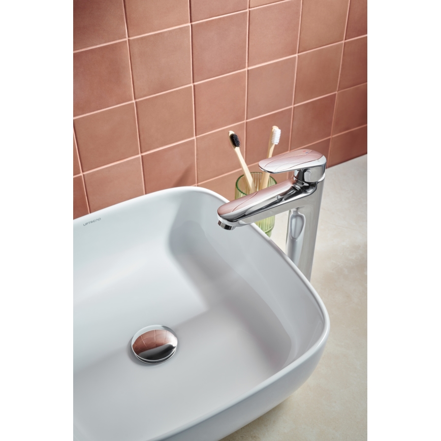 KFA Armatura 5552-712-00 - Waschbeckenarmatur + Ablauf mit Überlauf OTAVA 30,2 cm glänzendes Chrom