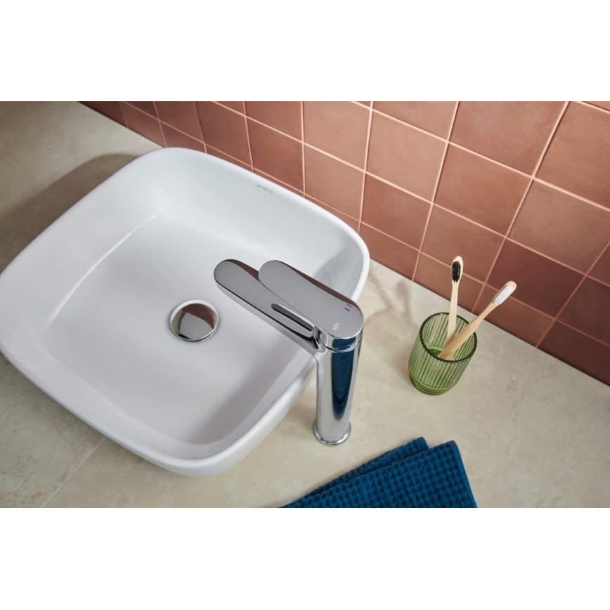 KFA Armatura 5552-712-00 - Waschbeckenarmatur + Ablauf mit Überlauf OTAVA 30,2 cm glänzendes Chrom