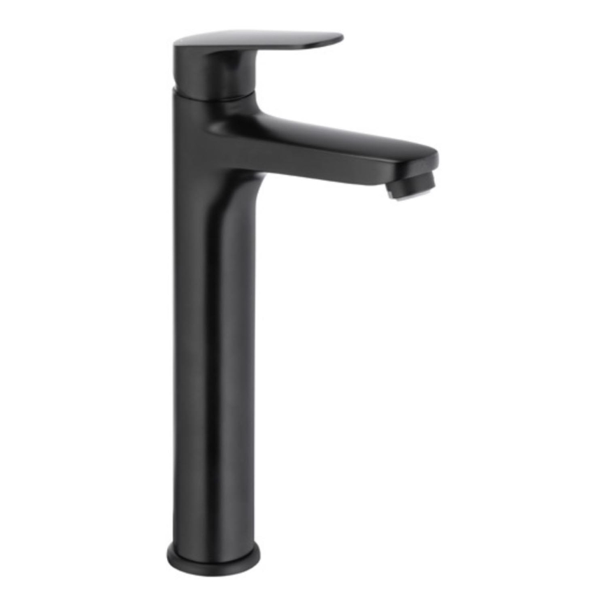 KFA Armatura 5552-712-81 - Waschbeckenarmatur + Ablauf mit Überlauf OTAVA 30,2 cm matt schwarz