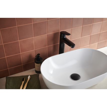 KFA Armatura 5552-712-81 - Waschtischarmatur mit Ablaufgarnitur und Überlauf OTAVA 30,2 cm matt schwarz