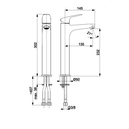 KFA Armatura 5552-712-81 - Waschtischarmatur mit Ablaufgarnitur und Überlauf OTAVA 30,2 cm matt schwarz