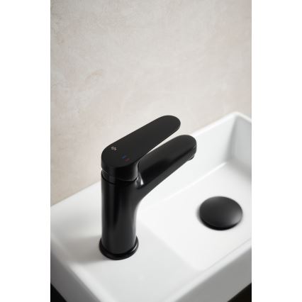 KFA Armatura 5552-815-81 - Waschbeckenarmatur + Ablauf mit Überlauf OTAVA 15 cm matt schwarz