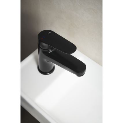 KFA Armatura 5552-815-81 - Waschbeckenarmatur + Ablauf mit Überlauf OTAVA 15 cm matt schwarz