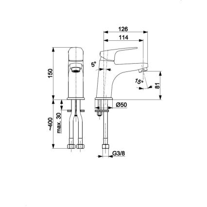 KFA Armatura 5552-815-81 - Waschtischarmatur mit Ablaufgarnitur und Überlauf OTAVA 15 cm matt schwarz