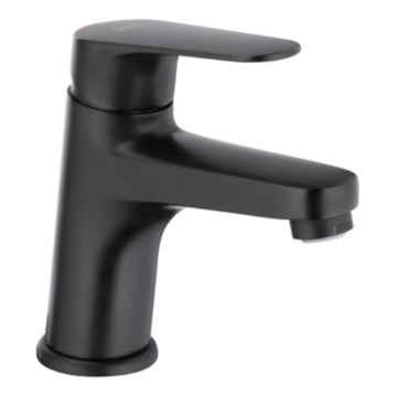 KFA Armatura 5552-815-81 - Waschtischarmatur mit Ablaufgarnitur und Überlauf OTAVA 15 cm matt schwarz