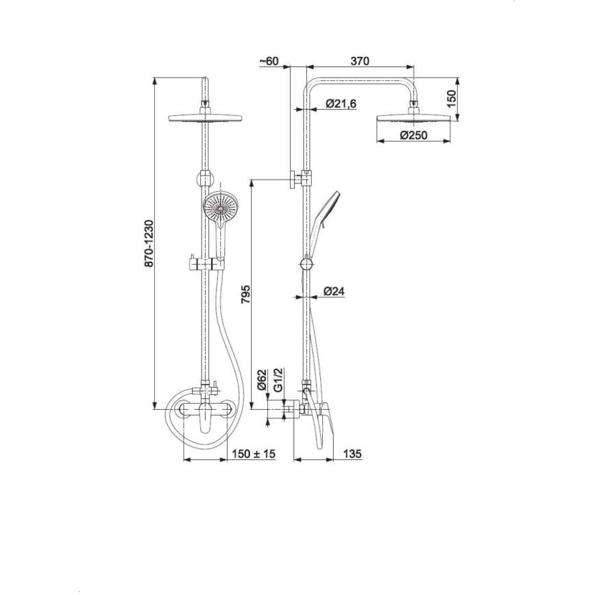 KFA Armatura 5556-910-00 - Duschset mit Armatur OTAVA glänzendes Chrom