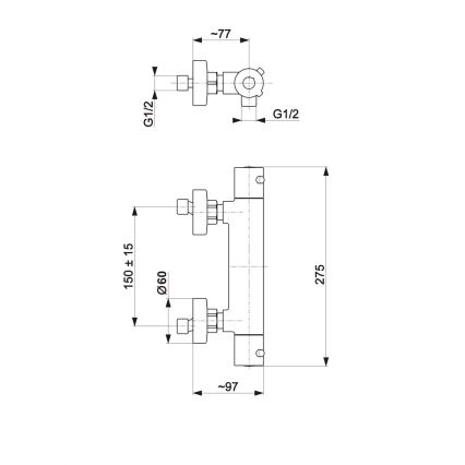 KFA Armatura 5736-010-81 - Thermostatische Duscharmatur MOZA matt schwarz