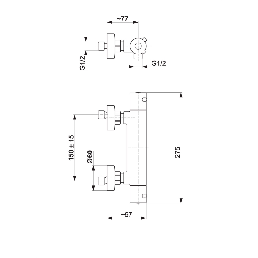 KFA Armatura 5736-010-81 - Thermostatische Duscharmatur MOZA matt schwarz