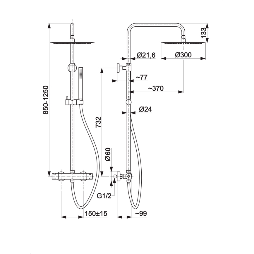 KFA Armatura 5736-920-00 - Duschgarnitur mit thermostatischer Armatur MOZA glänzendes Chrom