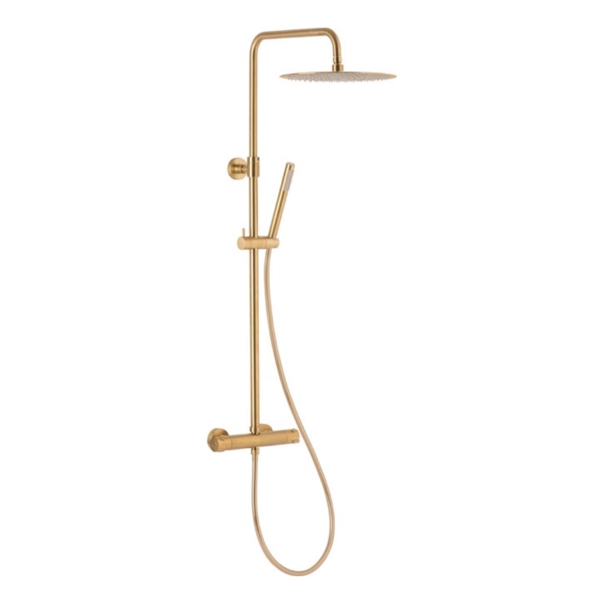 KFA Armatura 5736-920-31 - Duschgarnitur mit thermostatischer Armatur MOZA geschliffen golden