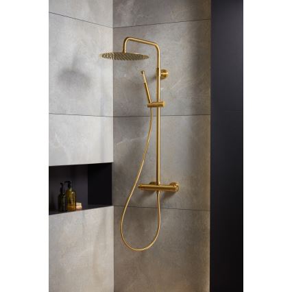 KFA Armatura 5736-920-31 - Duschgarnitur mit thermostatischer Armatur MOZA geschliffen golden
