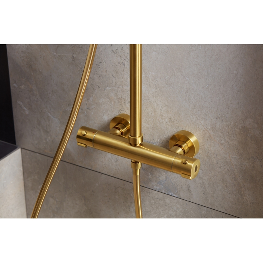 KFA Armatura 5736-920-31 - Duschgarnitur mit thermostatischer Armatur MOZA geschliffen golden