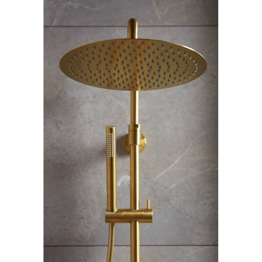 KFA Armatura 5736-920-31 - Duschgarnitur mit thermostatischer Armatur MOZA geschliffen golden
