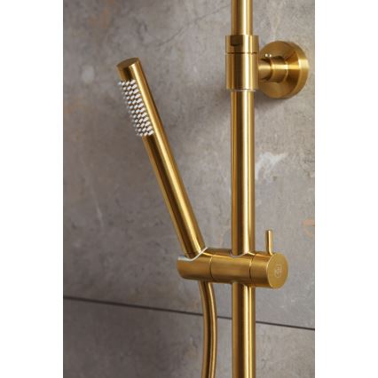 KFA Armatura 5736-920-31 - Duschgarnitur mit thermostatischer Armatur MOZA geschliffen golden