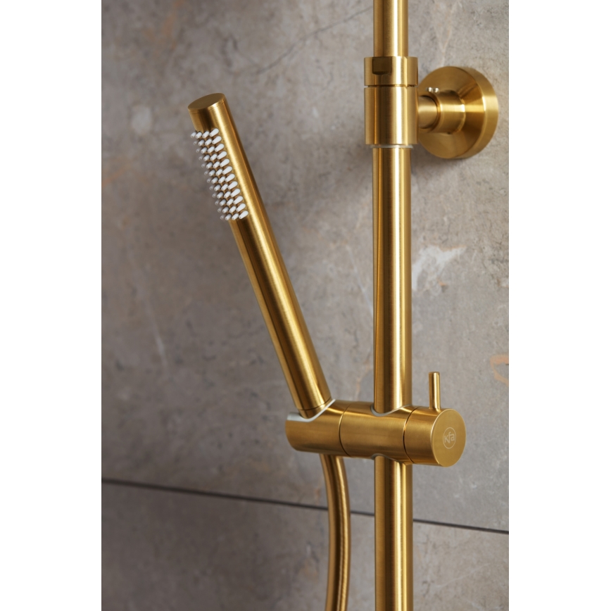 KFA Armatura 5736-920-31 - Duschgarnitur mit thermostatischer Armatur MOZA geschliffen golden