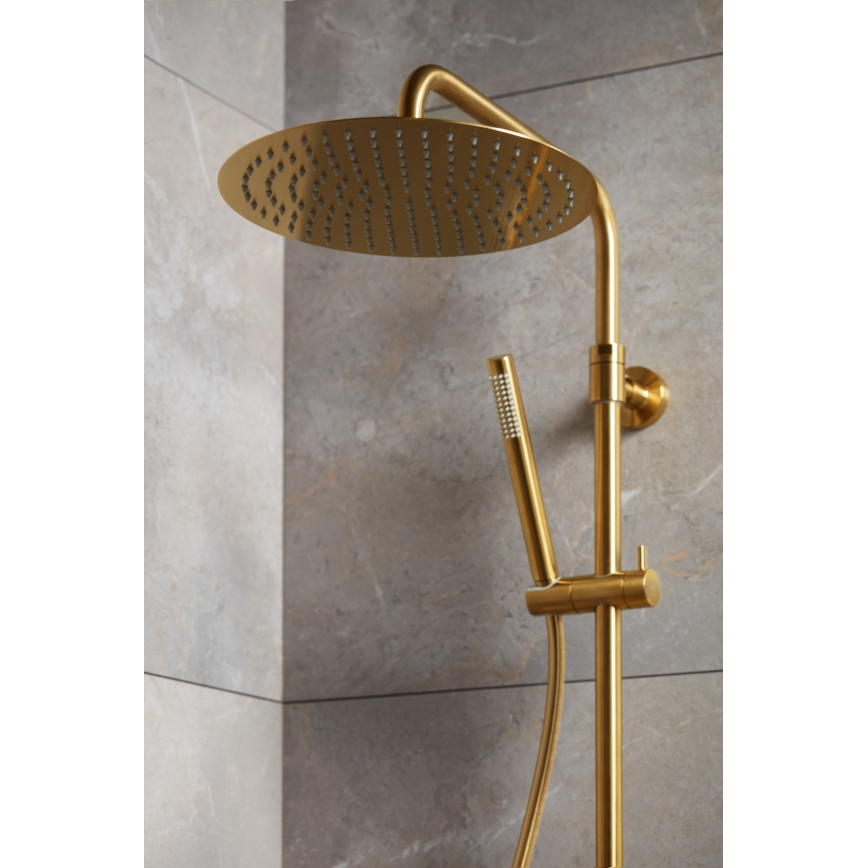 KFA Armatura 5736-920-31 - Duschgarnitur mit thermostatischer Armatur MOZA geschliffen golden