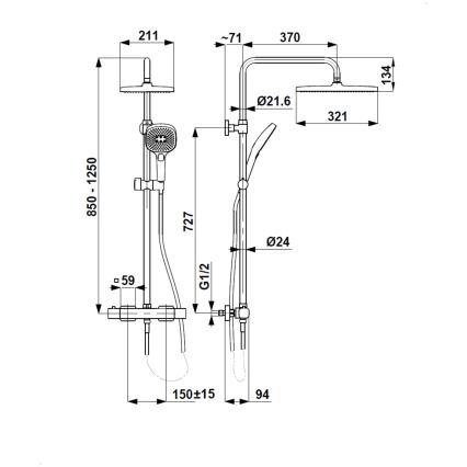 KFA Armatura 5756-910-31 - Duschset mit Thermostatarmatur MALAGA, gebürstetes Gold