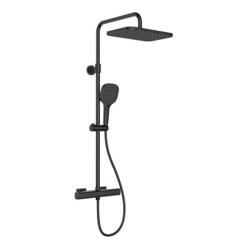 KFA Armatura 5756-910-81 - Duschset mit Thermostat-Armatur MALAGA schwarz