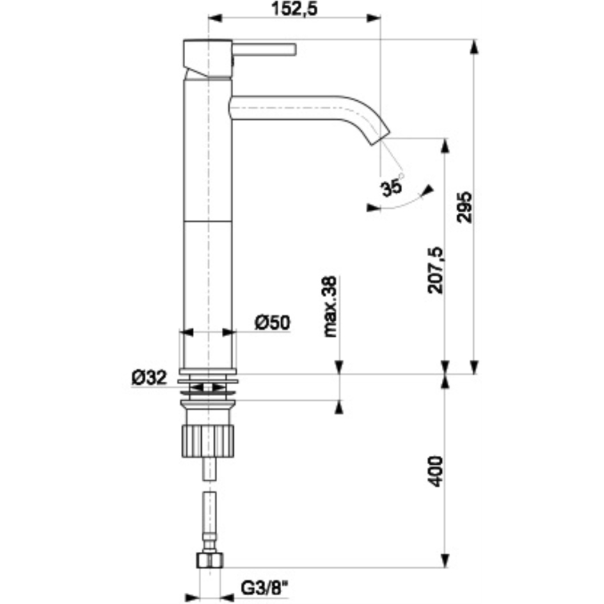 KFA Armatura 5822-612-81 - Waschbeckenarmatur NEDA 29,5 cm Messing/matt schwarz