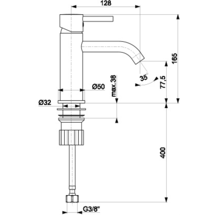 KFA Armatura 5822-815-81 - Waschbeckenarmatur + Ablauf NEDA 16,5 cm Messing/matt schwarz
