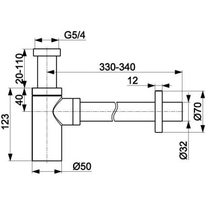 KFA Armatura 600-003-00 - Runder Siphon glänzendes Chrom