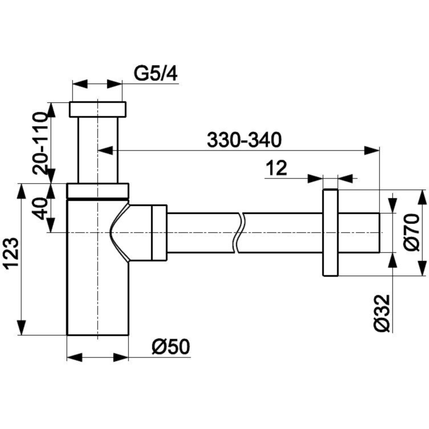 KFA Armatura 600-003-81 - Runder Siphon Messing/matt schwarz