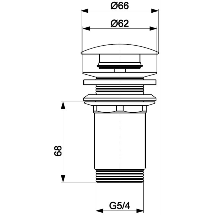 KFA Armatura 660-253-00 - Waschbeckenabfluss ohne Überlauf CLICK-CLACK d 6,6 cm glänzendes Chrom