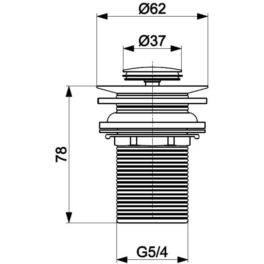 KFA Armatura 660-353-00 - Waschbeckenabfluss ohne Überlauf CLICK-CLACK d 6,2 cm glänzendes Chrom