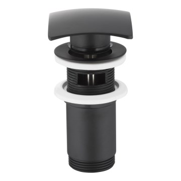 KFA Armatura 660-454-81 - Waschbeckenablauf mit Überlauf CLICK-CLACK 7x7 cm Messing/matt schwarz