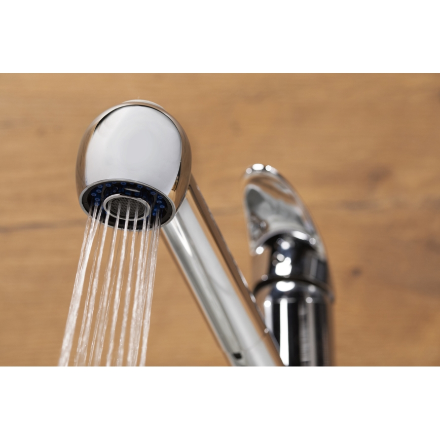 KFA Armatura 6613-110-00 - Wasserhahn/Armatur mit ausziehbarer Sprühvorrichtung INDIRA glänzendes Chrom