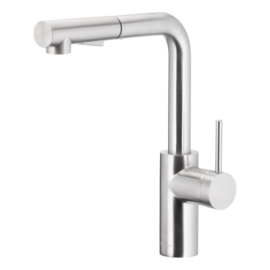 KFA Armatura 6623-110-22 - Wasserhahn/Armatur mit ausziehbarer Sprühvorrichtung DUERO BASIC Edelstahl